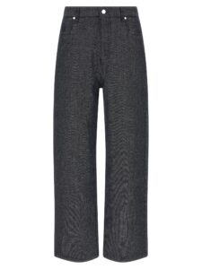Gray Linen Straight-Leg Jeans