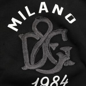Black Cotton Milano1984 Print Hoodie Sweater