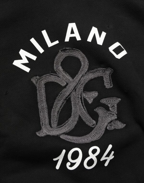 Black Cotton Milano1984 Print Hoodie Sweater