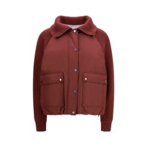 Bordeaux Polyester Full-Length Jacket