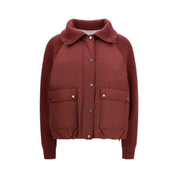 Bordeaux Polyester Full-Length Jacket