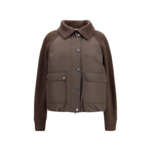 Brown Polyester Full-Length Jacket