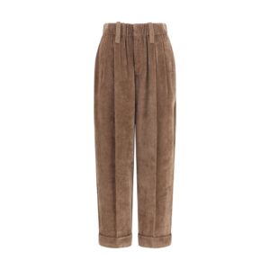 Brown Viscose Casual Pants