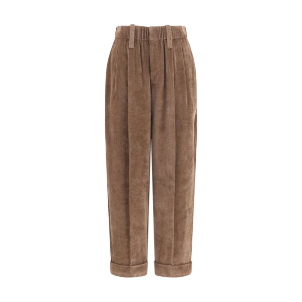 Brown Viscose Casual Pants