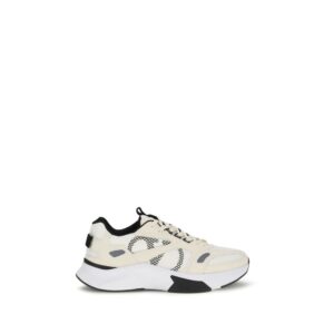 White Fabric Low Top Sneakers