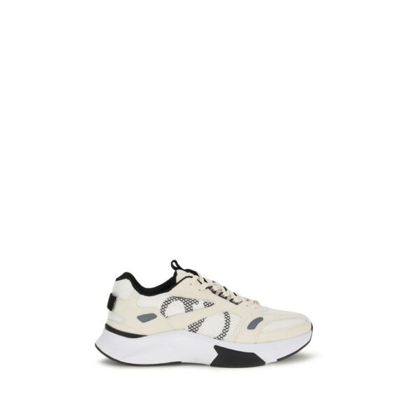 White Fabric Low Top Sneakers
