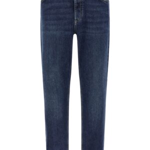 Blue Cotton Straight-Leg Jeans
