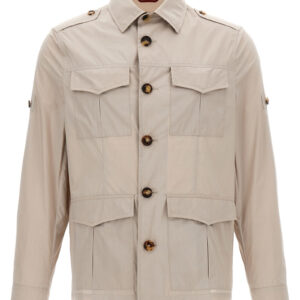 Beige Cotton Full-Length Jacket