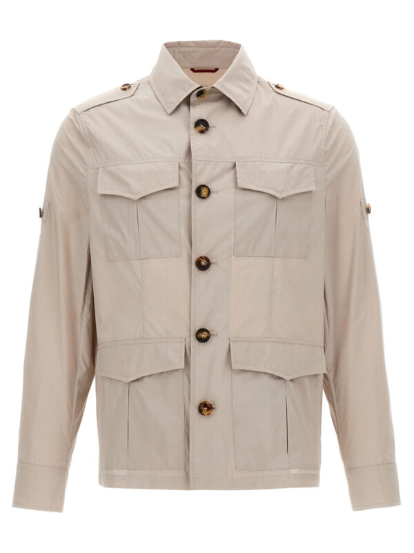 Beige Cotton Full-Length Jacket