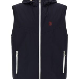 Blue Polyamide Sleeveless Jacket