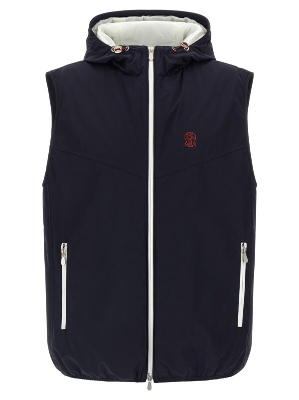 Blue Polyamide Sleeveless Jacket