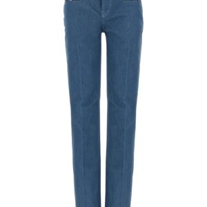 Blue Cotton Straight-Leg Jeans