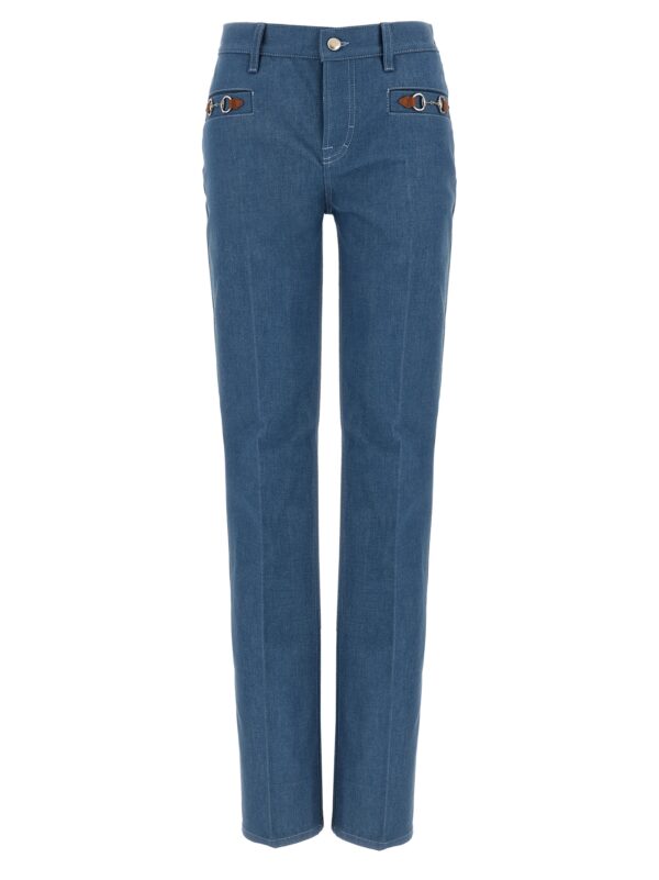 Blue Cotton Straight-Leg Jeans