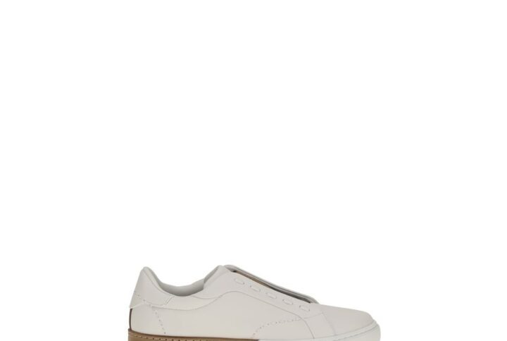 White Calf Leather Bos Taurus Low Top Sneakers - Jag Couture London
