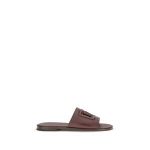 Brown Calf Leather Bos Taurus Flat Sandals