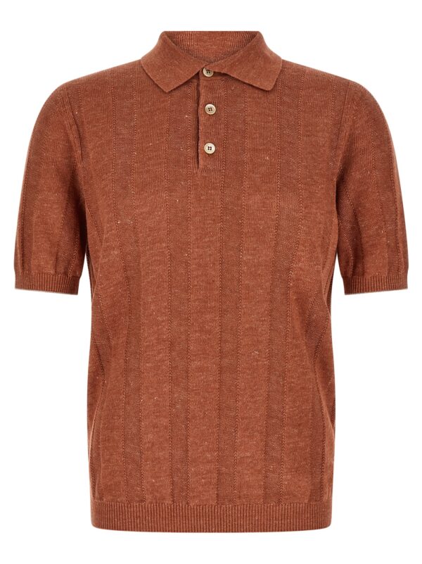 Orange Linen Polo Shirt