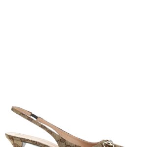 Beige Polyester Mid Heel Pumps