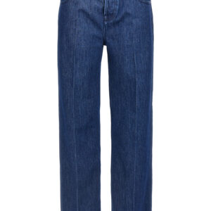 Blue Cotton Straight-Leg Jeans