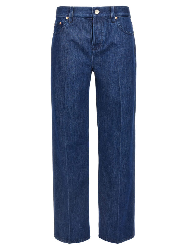 Blue Cotton Straight-Leg Jeans