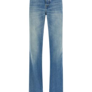 Blue Cotton Flared Jeans