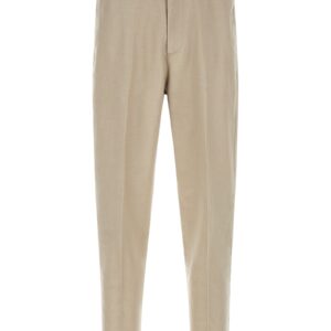 Brown Cotton Casual Pants