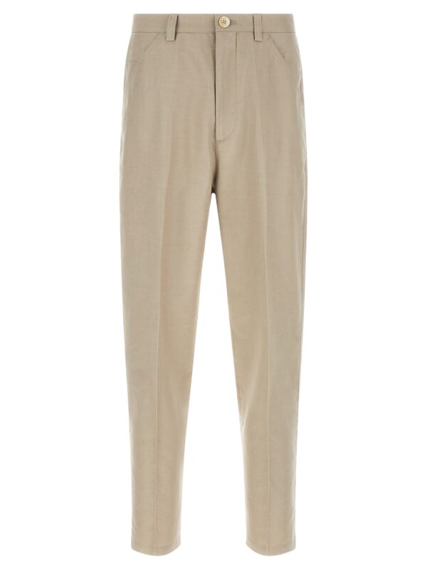 Brown Cotton Casual Pants