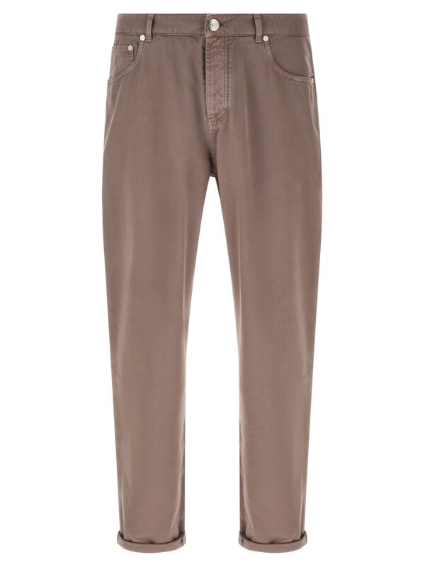 Brown Cotton Casual Pants