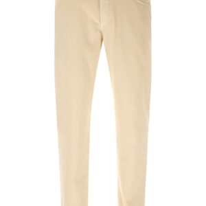 Beige Cotton Straight-Leg Jeans