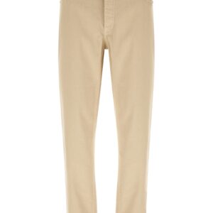 Beige Cotton Tapered Jeans