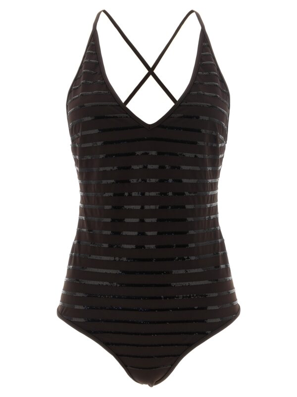Brown Polyamide One-Piece Swimsuit