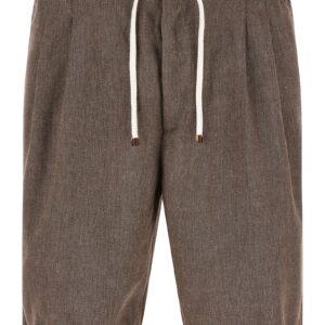 Brown Linen Bermuda Shorts