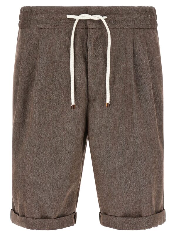 Brown Linen Bermuda Shorts