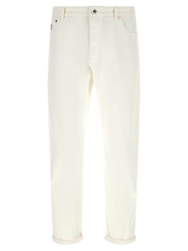 White Cotton Cropped Jeans