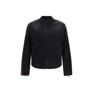 Black Cotton Biker Jacket