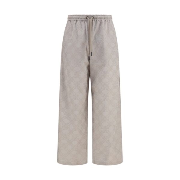 Beige Cotton Casual Pants