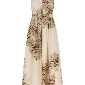 Beige Cotton Midi Dress