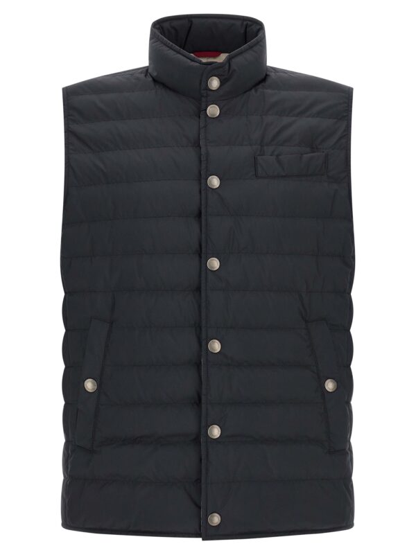 Blue Polyester Sleeveless Jacket
