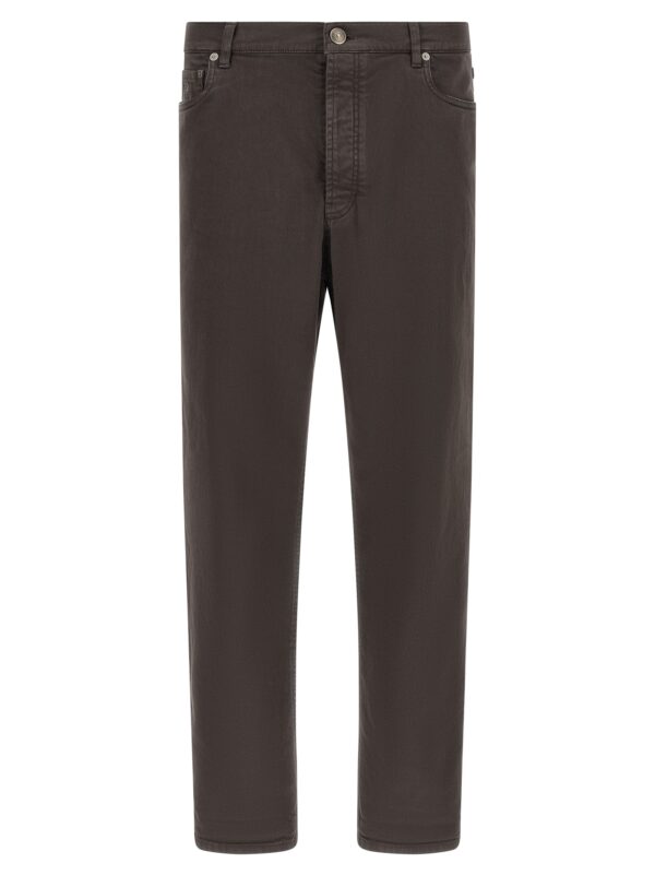 Brown Cotton Straight-Leg Jeans