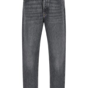 Gray Cotton Straight-Leg Jeans