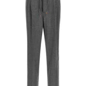 Gray Virgin Wool Casual Pants