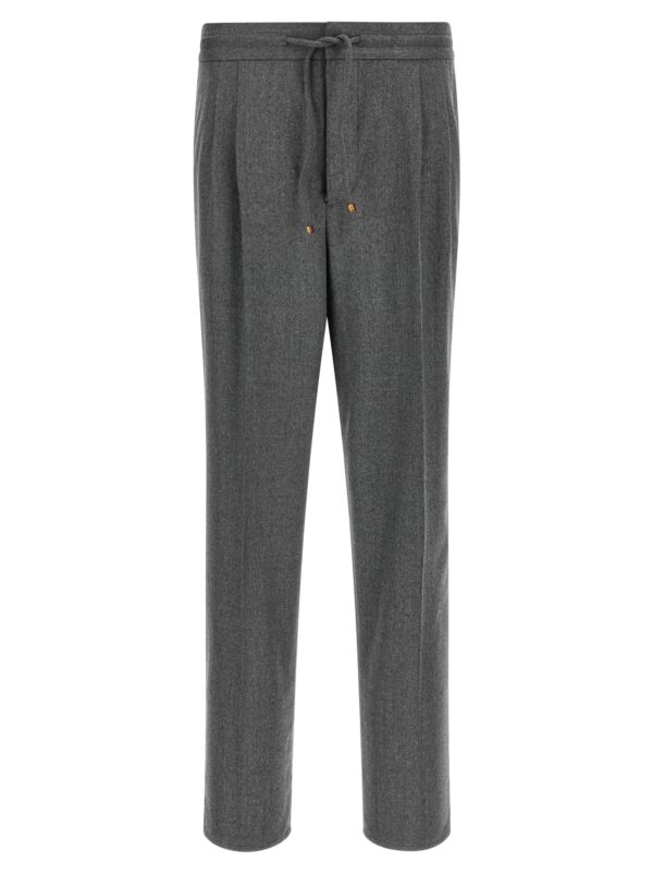 Gray Virgin Wool Casual Pants