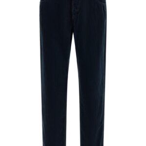 Blue Cotton Casual Pants