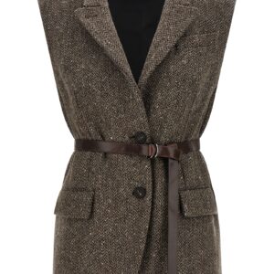 Brown Virgin Wool Sleeveless Jacket