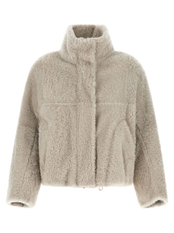 Beige Lamb Leather Full-Length Jacket