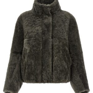 Gray Lamb Leather Full-Length Jacket