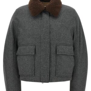 Gray Virgin Wool Full-Length Jacket