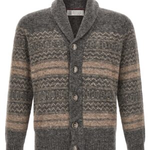 Gray Alpaca Leather Cardigan