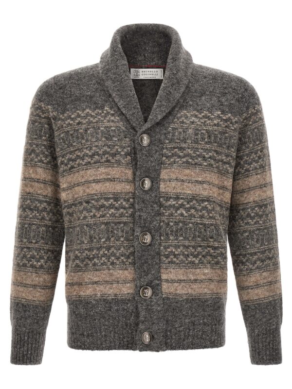 Gray Alpaca Leather Cardigan