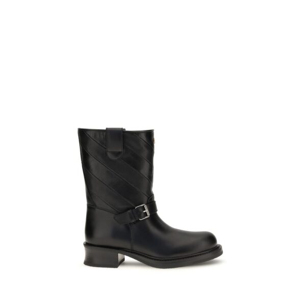 Black Calf Leather Bos Taurus Ankle Boots