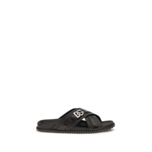 Black Calf Leather Bos Taurus Sandals